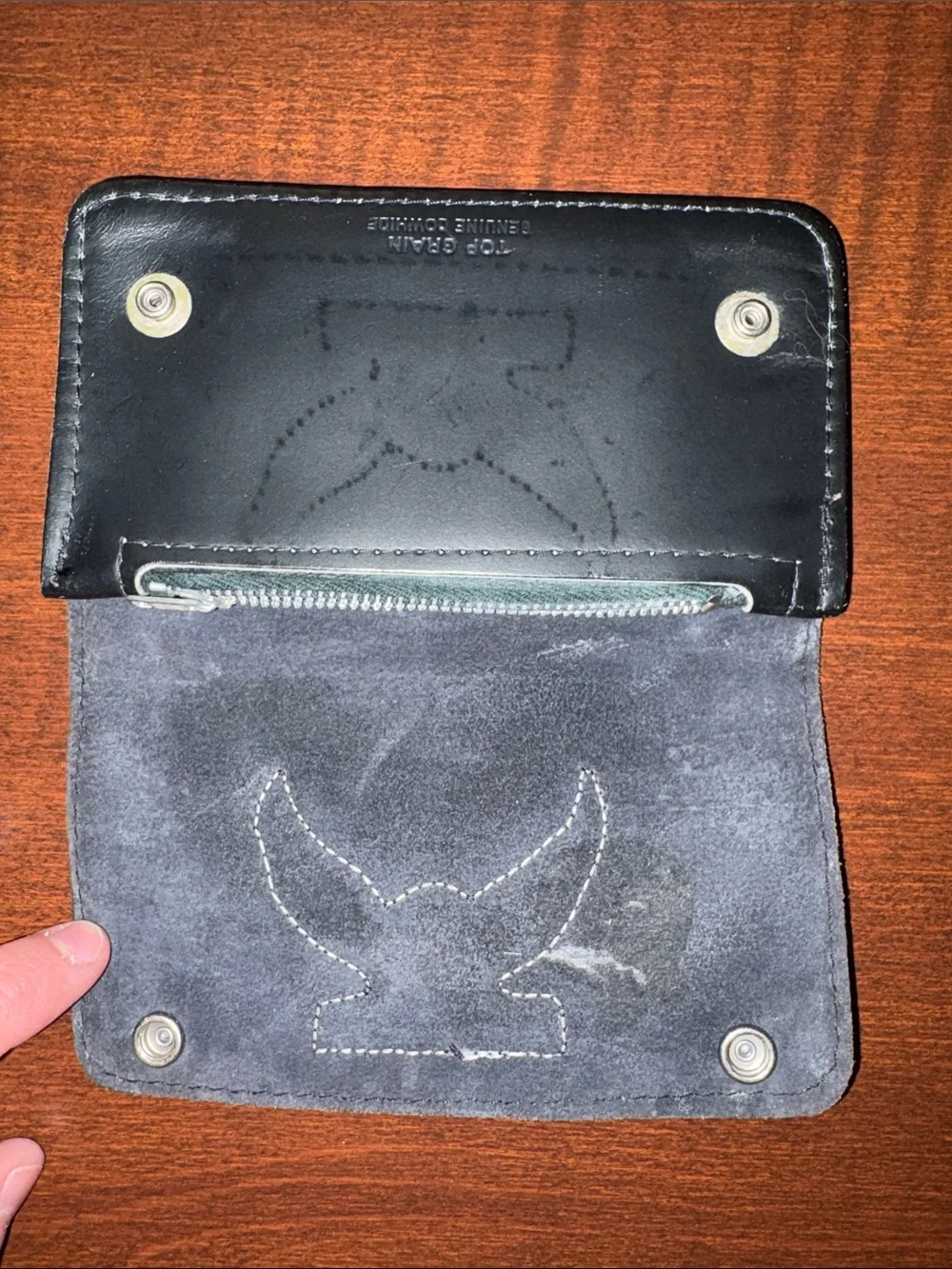 Harley Davidson Top Grain Genuine Cowhide Leather Biker Wallet Eagle Snap